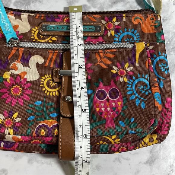 Lily Bloom Brown Crossbody Bag and Woodland Creature and Floral Print - Picture 10 of 13